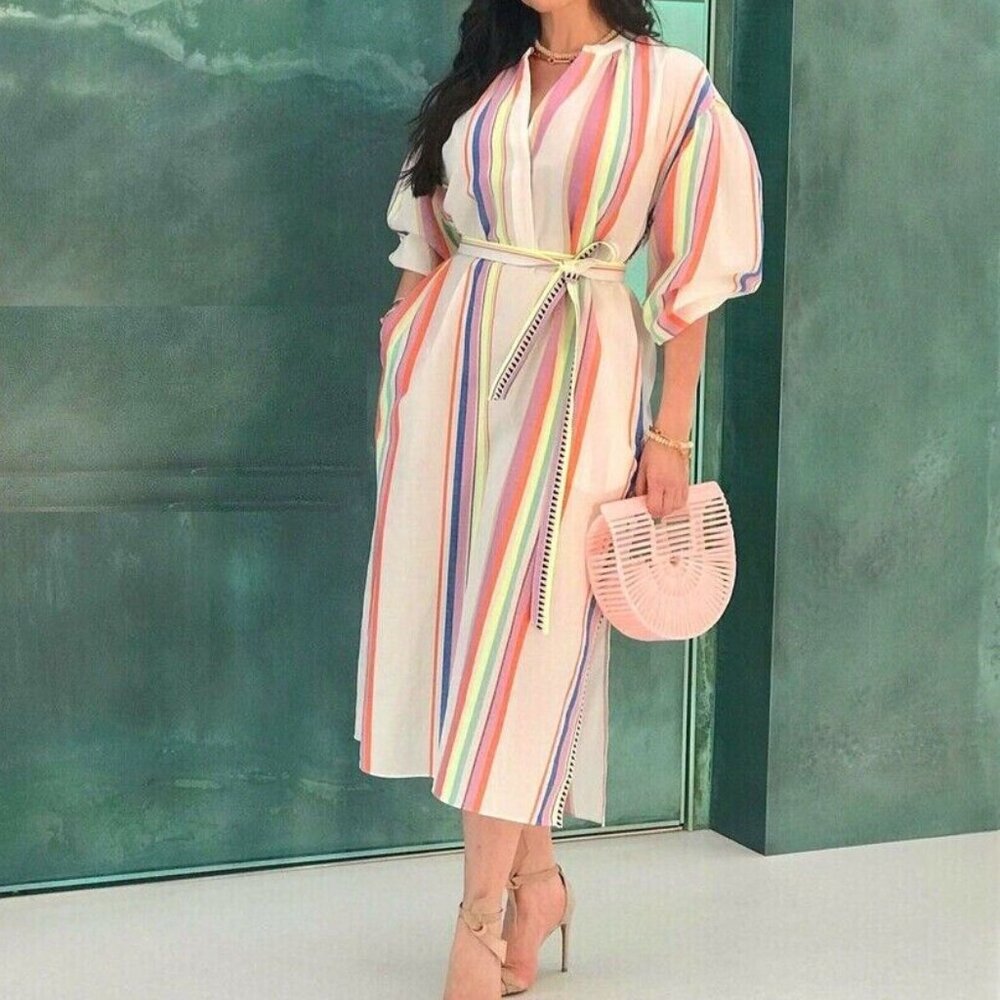 ♥️♥️ Lem Lem X H & M Oversized Belted Kaftan Dress W/Pockets - Size Small